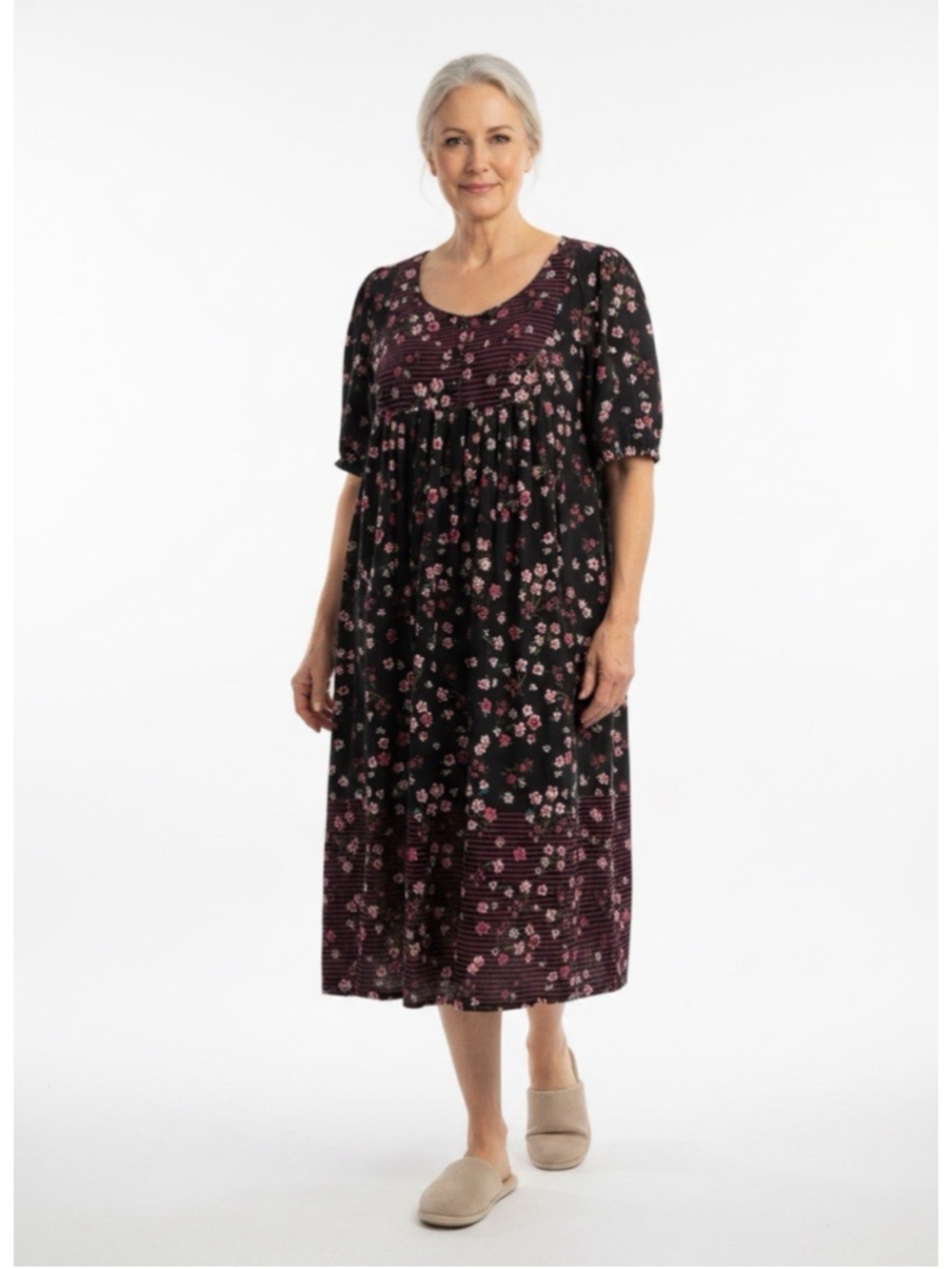 Vintage 90s Only Necessities Floral House Dress Cottagecore Cotton Plus Size